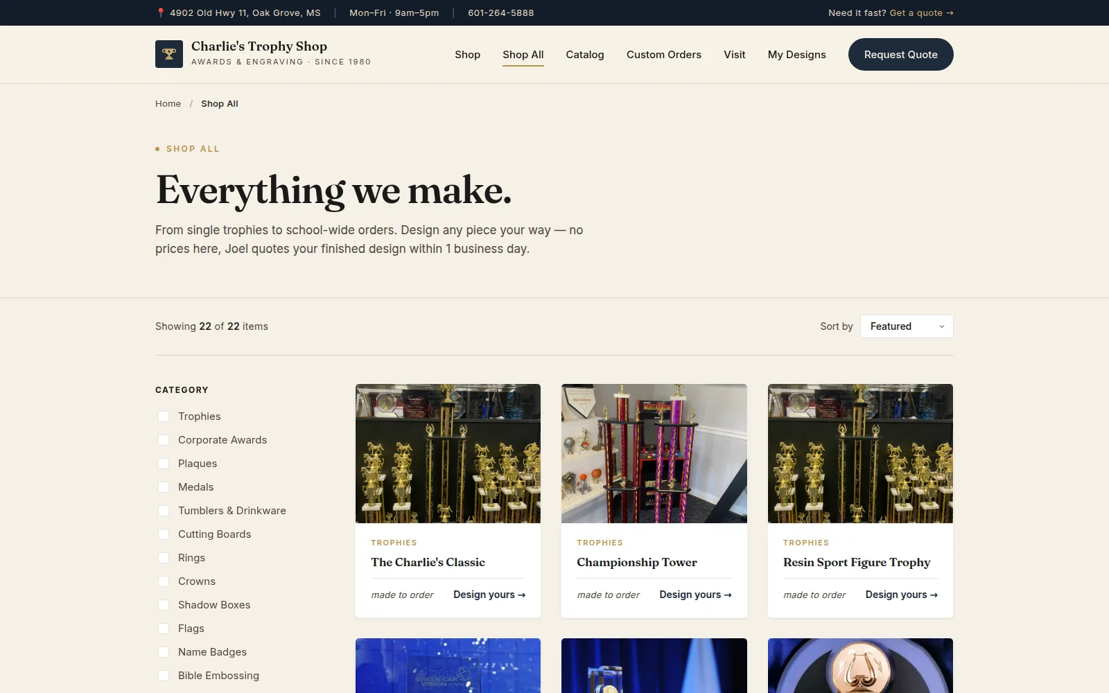 Catalog with filters. Everything is designable.