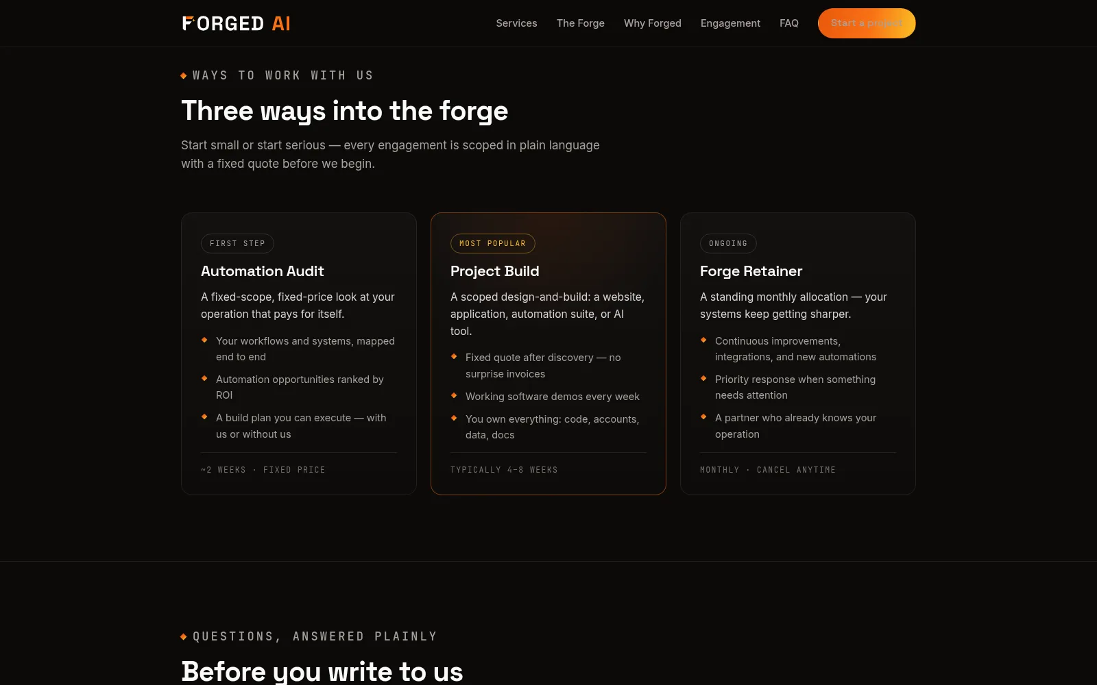 Engagement models and FAQ.